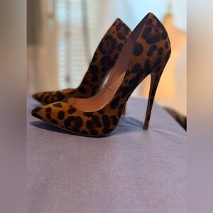 Elizabet Lang Brown and Black Stiletto Heels with Leopard Print